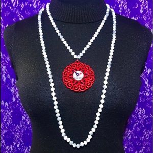 Houston Texans 60” Crystal WhRd Medallion Necklace